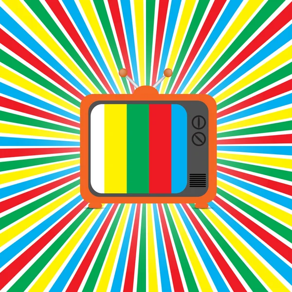 Alter Retro-Fernseher auf farbigem Hintergrund — Stockvektor