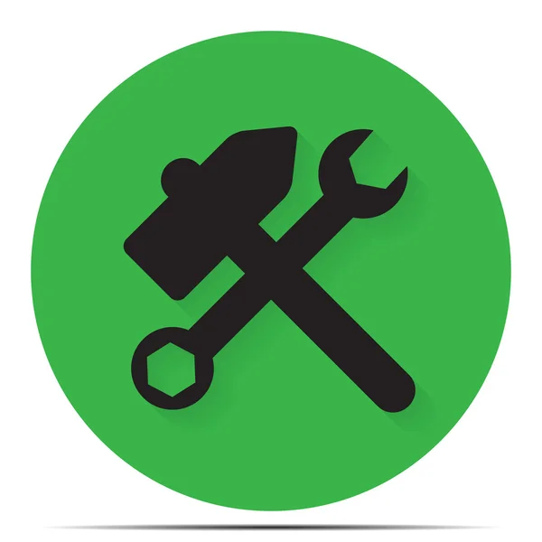 Hammer and wrench on a green background — Stock Vector
