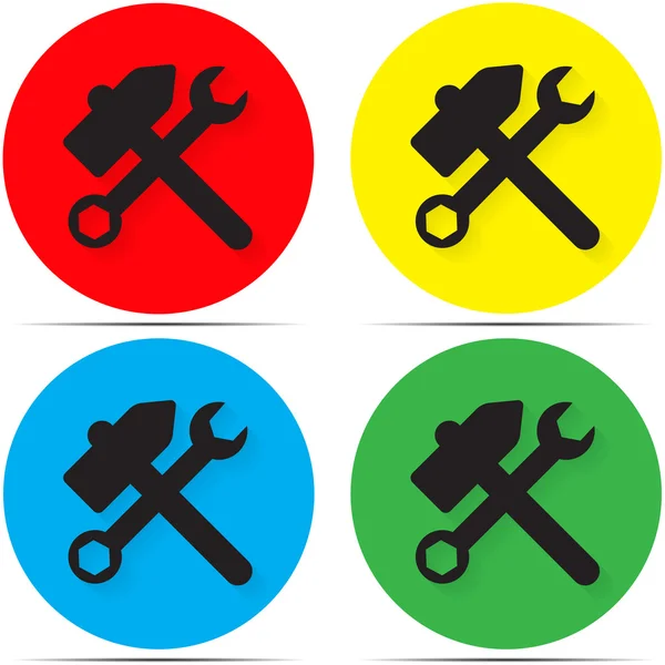 Hammer and wrench set on colored backgrounds — Stock Vector
