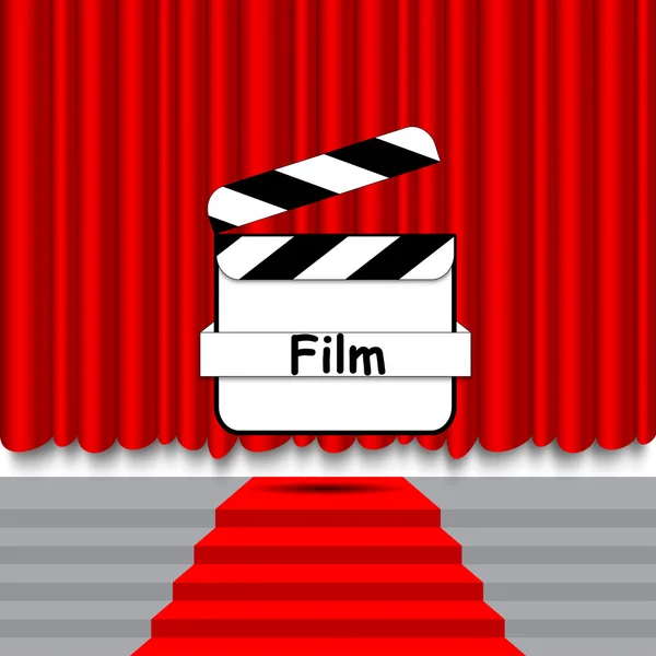 Red carpet curtain movie clapper — Stock Vector