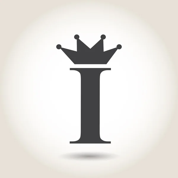 Litera I, korony na szarym tle — Wektor stockowy