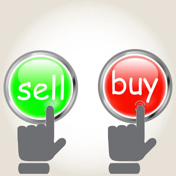 Acheter vendre des boutons avec vecteur d'ombre — Image vectorielle