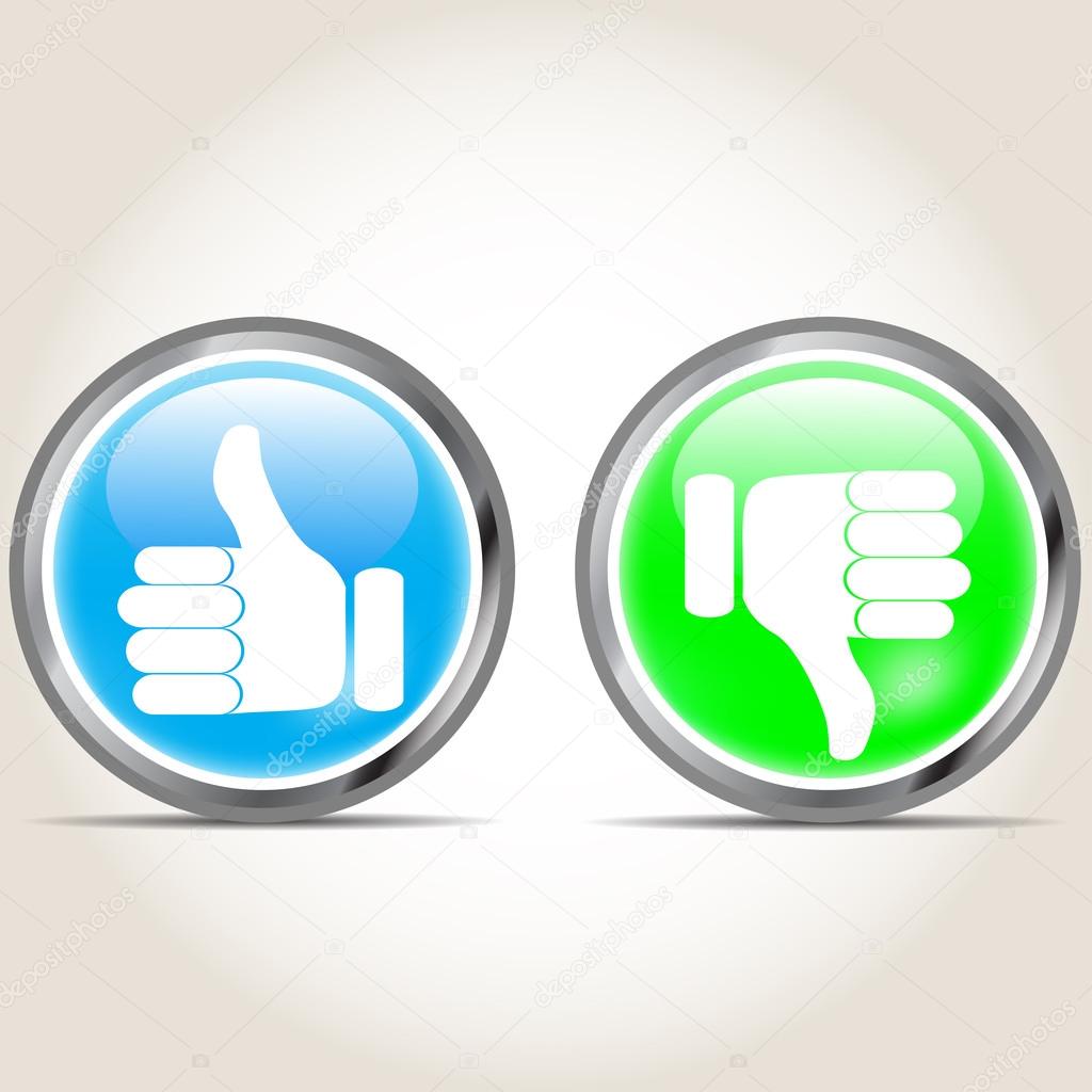 Buttons colored thumbs up thumbs down vector