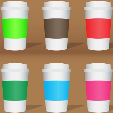 Gölge kahverengi arka plan üzerinde renkli kupalar kümesi