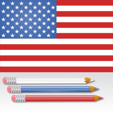 Üç renk kalemler vektör Amerikan bayrağı