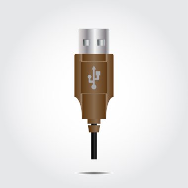 Gri bir arka plan ile gölge vektör simgesine USB