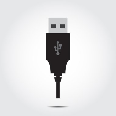 Gri bir arka plan ile gölge vektör simgesine USB