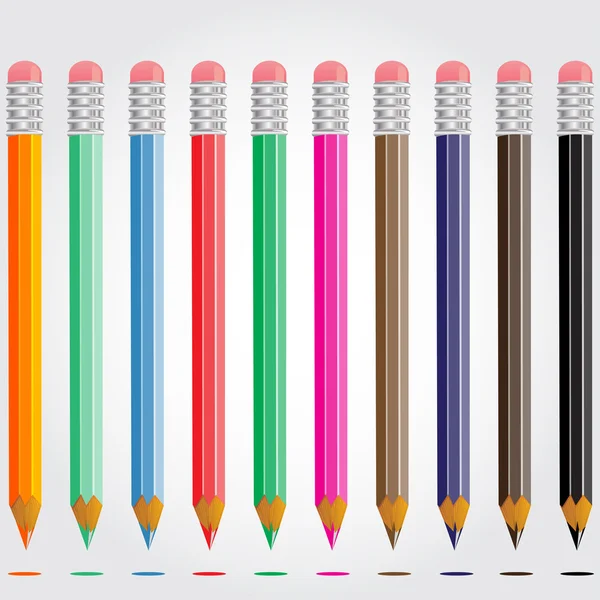 Set of colored pencils on a gray background vector — Stock Vector