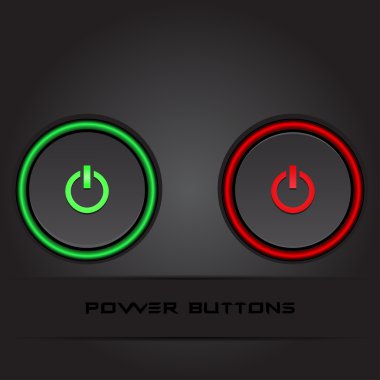 İki düğmeler siyah arka plan şık vektör üzerinde güç