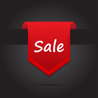 Etiket satış, etiket şık vektör, siyah bir arka plan kırmızı
