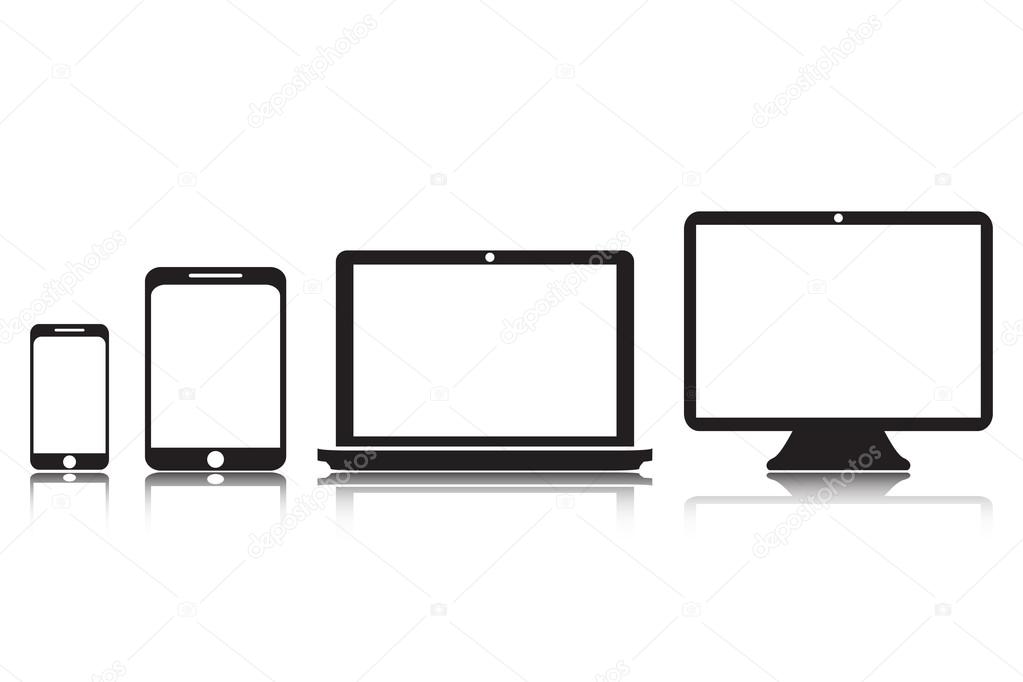 Tablet laptop screen phone flat vector illustration