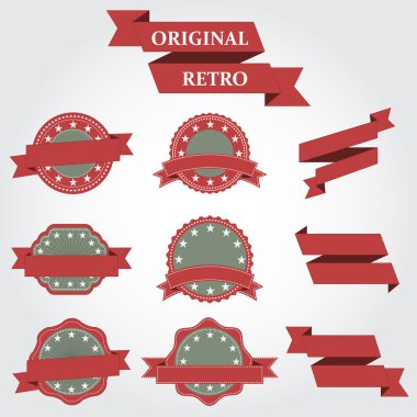 Retro simgeler, Vintage vektör Illustration set