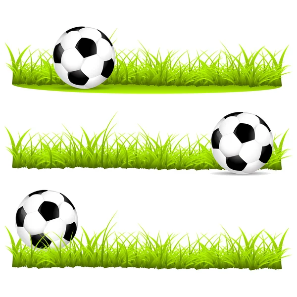 Soccer ball on the grass in different variants vector illustration — Stock Vector