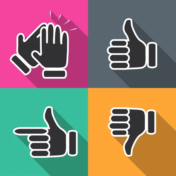 Iconos en gestos de mano plana ilustración vectorial — Vector de stock