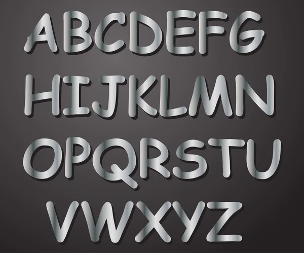 Alphabet argent en couleur de A à Z sur fond gris vecteur — Image vectorielle