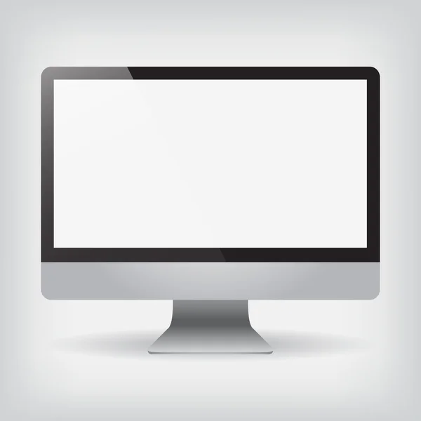 Monitor con una sombra en una ilustración vectorial de fondo gris — Vector de stock