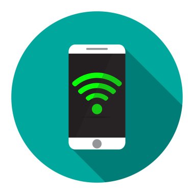 Wi Fi turkuaz daire vektör düz içinde telefon