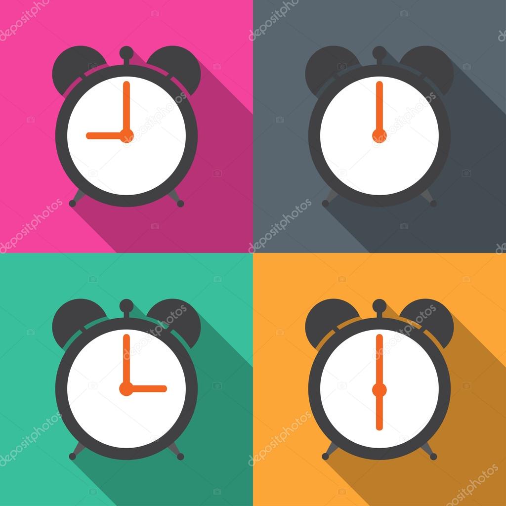 Set alarm clocks with different time from morning till dinner vector