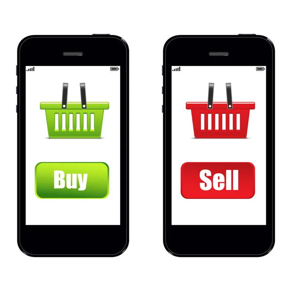 2 携帯電話を販売購入するベクトル図 — ストックベクタ