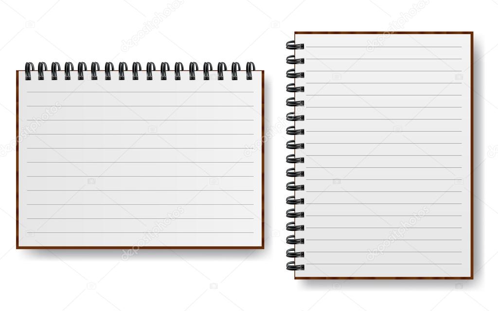 Blank notebook page sheet. Lined vector empty notebook page with grey and  red lines. Stock Vector