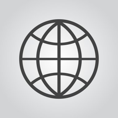 Küre simgesi düz, gri arka plan üzerinde vektör çizim