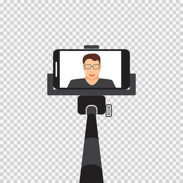 Self monopod with vector illustration