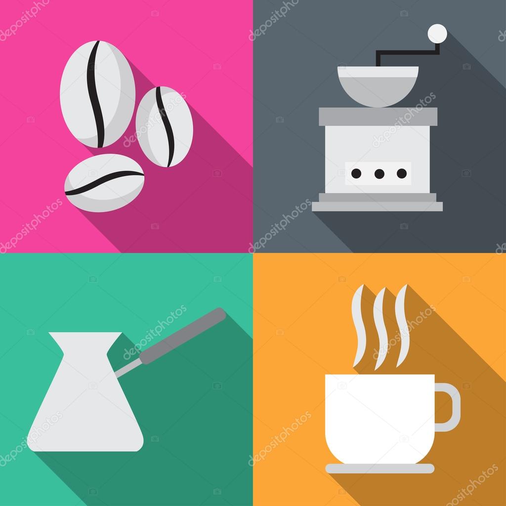 Coffee icons in sequence cooking vector illustration