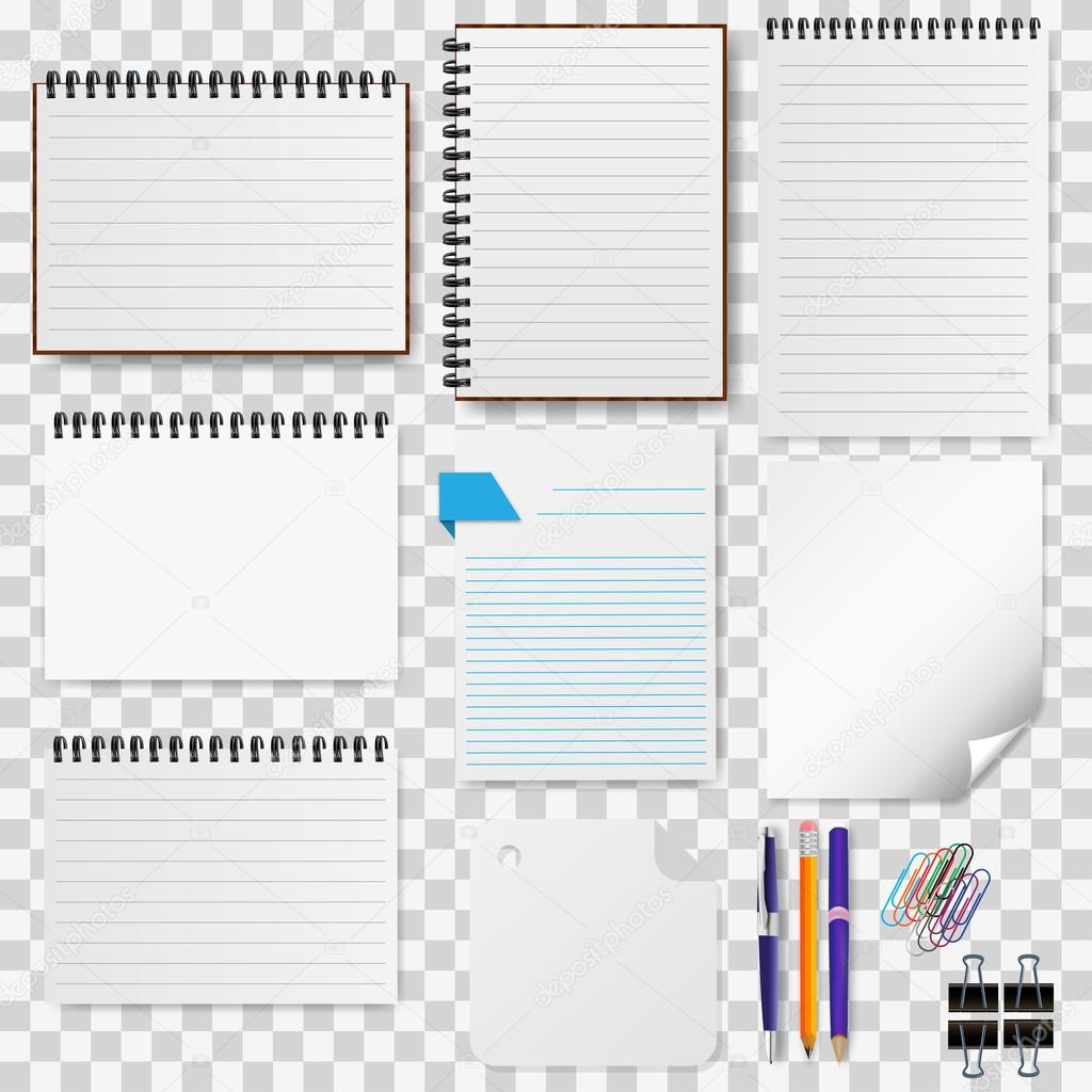 A set of stationery paper, notepads vector illustration