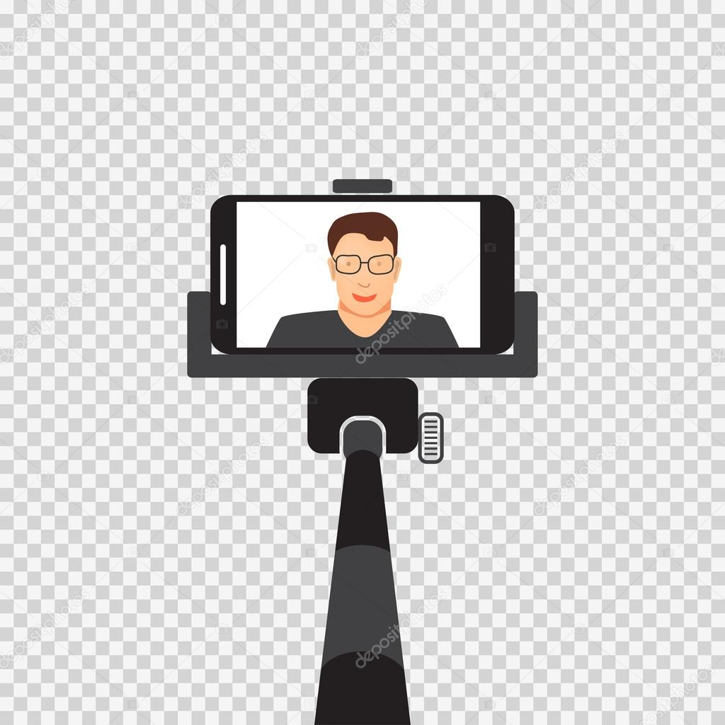 Self monopod with vector illustration