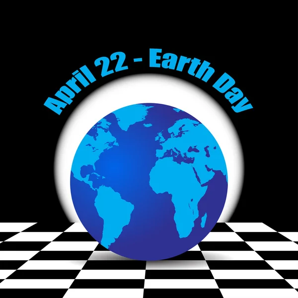 Terre sur fond d'échecs 22 avril Jour de la Terre vecteur — Image vectorielle