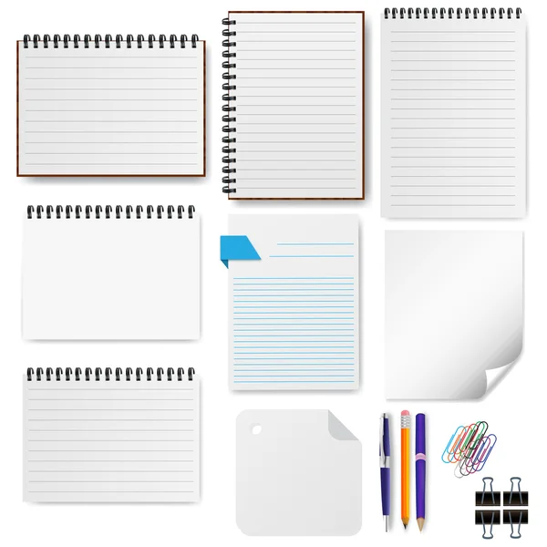 Office paper sheet set vector illustration — Stock Vector