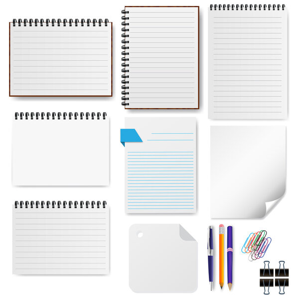 Office paper sheet set vector illustration