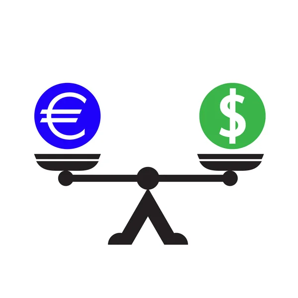 Dollarn euro skalor ikonen vektor illustration — Stock vektor