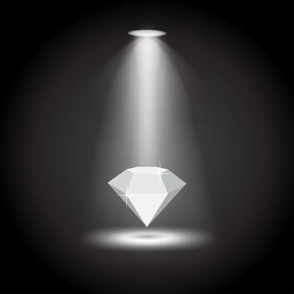 Diamant unter dem Lichtvektor Illustration — Stockvektor