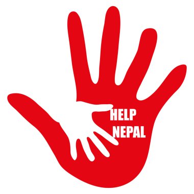El ile haber yardım Nepal beyaz arka plan üzerinde