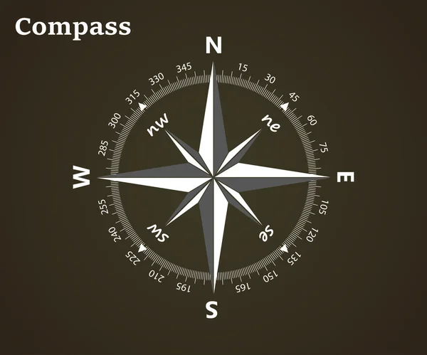 Compass symbol on a black background vector — Stock Vector