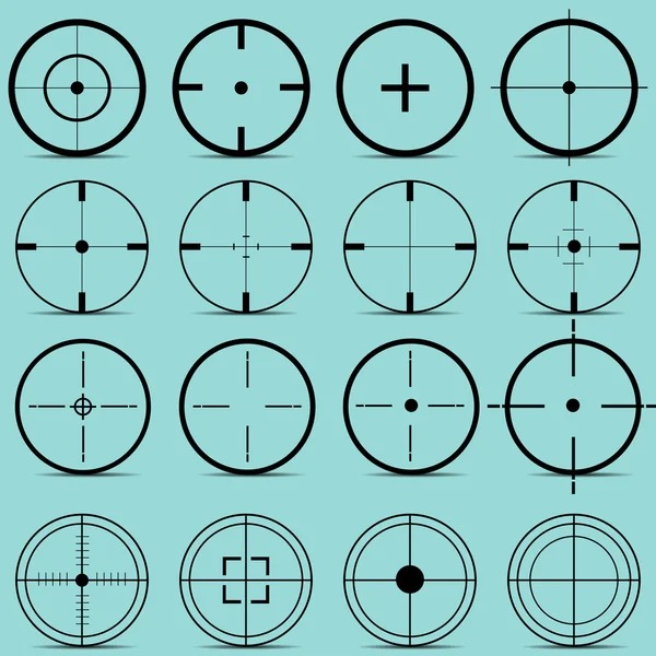 Набор различных прицелов на бирюзовом фоновом векторе — стоковый вектор