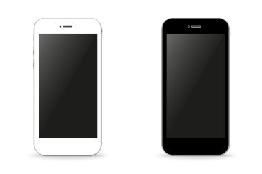 İki şık telefon siyah ve beyaz illüstrasyon vektör