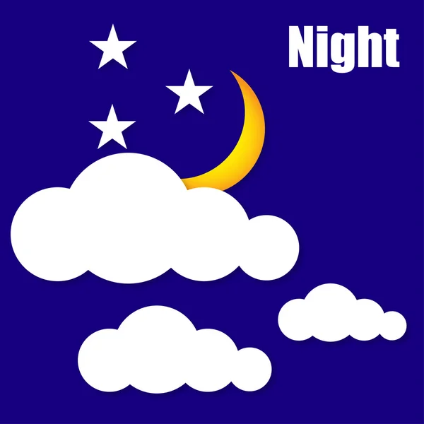 Illustration du vecteur nuageux du soleil nocturne — Image vectorielle