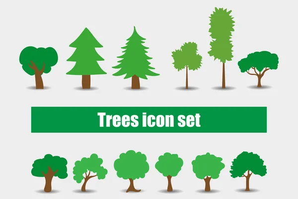 Árboles iconos conjunto vector ilustración — Vector de stock
