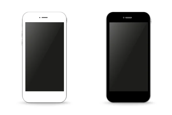 Dos elegante teléfono negro y blanco vector ilustración — Vector de stock