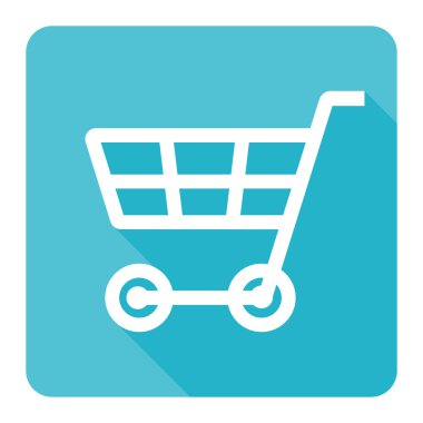 Simge vektör çizim mavi arka plan (düz tasarım üzerinde alışveriş sepeti)