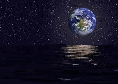 Gezegen Dünya'dan alan deniz manzarası. Nasa tarafından döşenmiş bu vektör unsurları