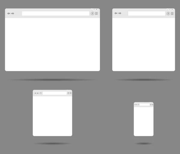 Uppsättning av enkel webbläsare windows på en grå bakgrund vektor — Stock vektor