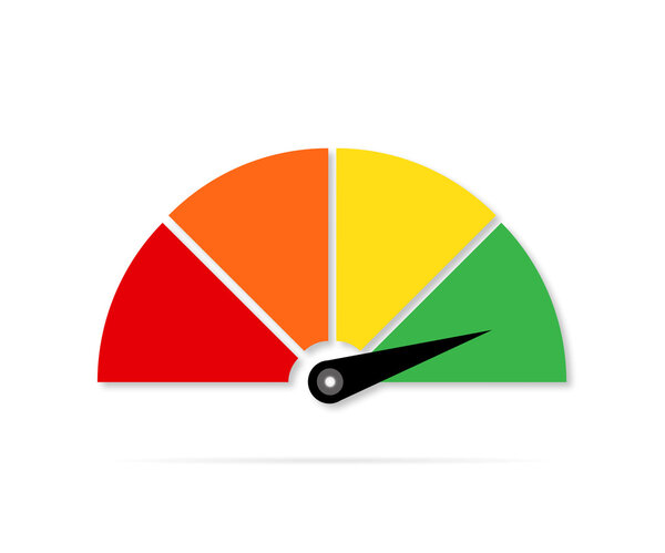 Иконка или знак со стрелкой, цветная векторная иллюстрация
