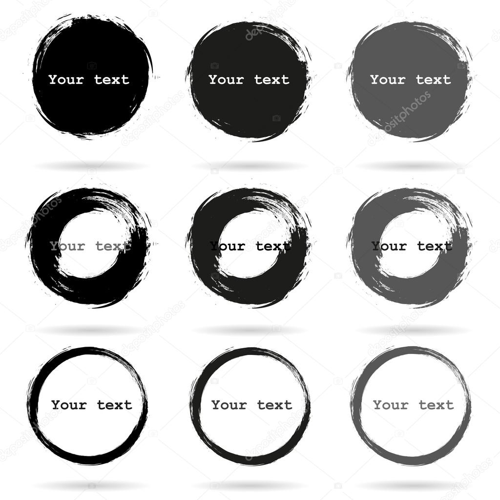 Set of 9 Hand Drawn Scribble Circles, vector elements design