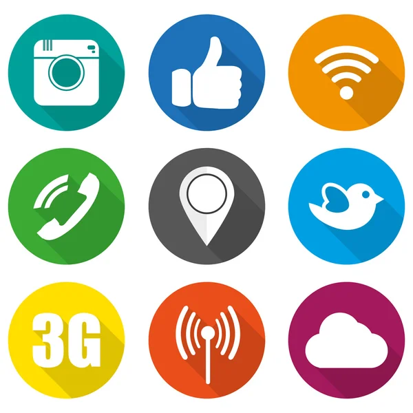 Icone per illustrazione vettoriale di social networking in flat — Vettoriale Stock