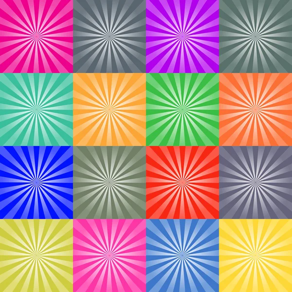 Ensemble d'arrière-plans rétro ray illustration vectorielle colorée — Image vectorielle