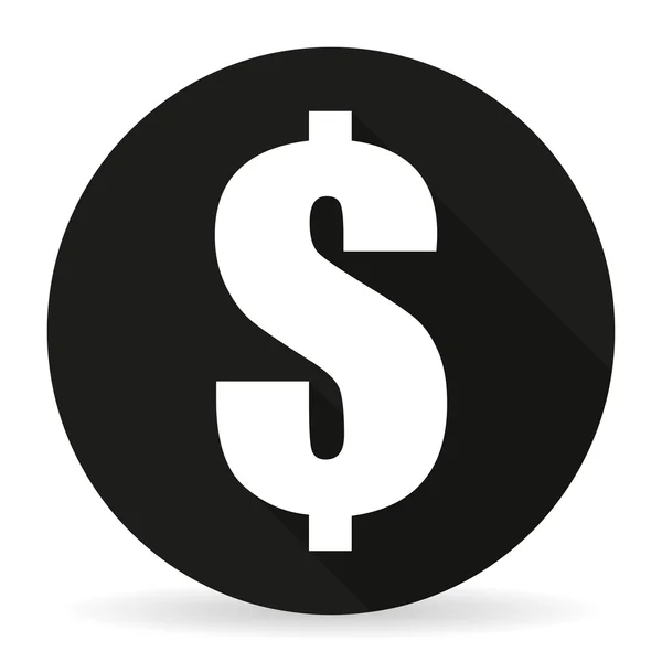 The dollar sign in a flat on a black background — ストックベクタ