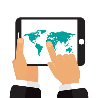 Dünya Haritası elinde tablet